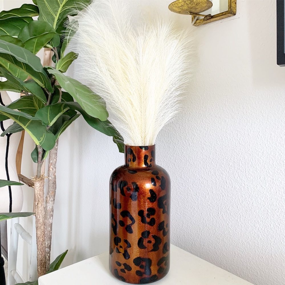 Leopard Glass Painted Tall Vase - Picture 1 of 4